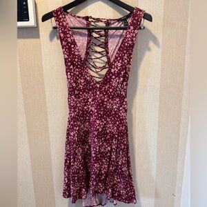 Forever 21 Red and‎ White Plunge Sundress